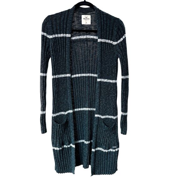 Hollister Long Knit Cardigan Open Front Sweater with Pockets Women's Size XS - Picture 1 of 6